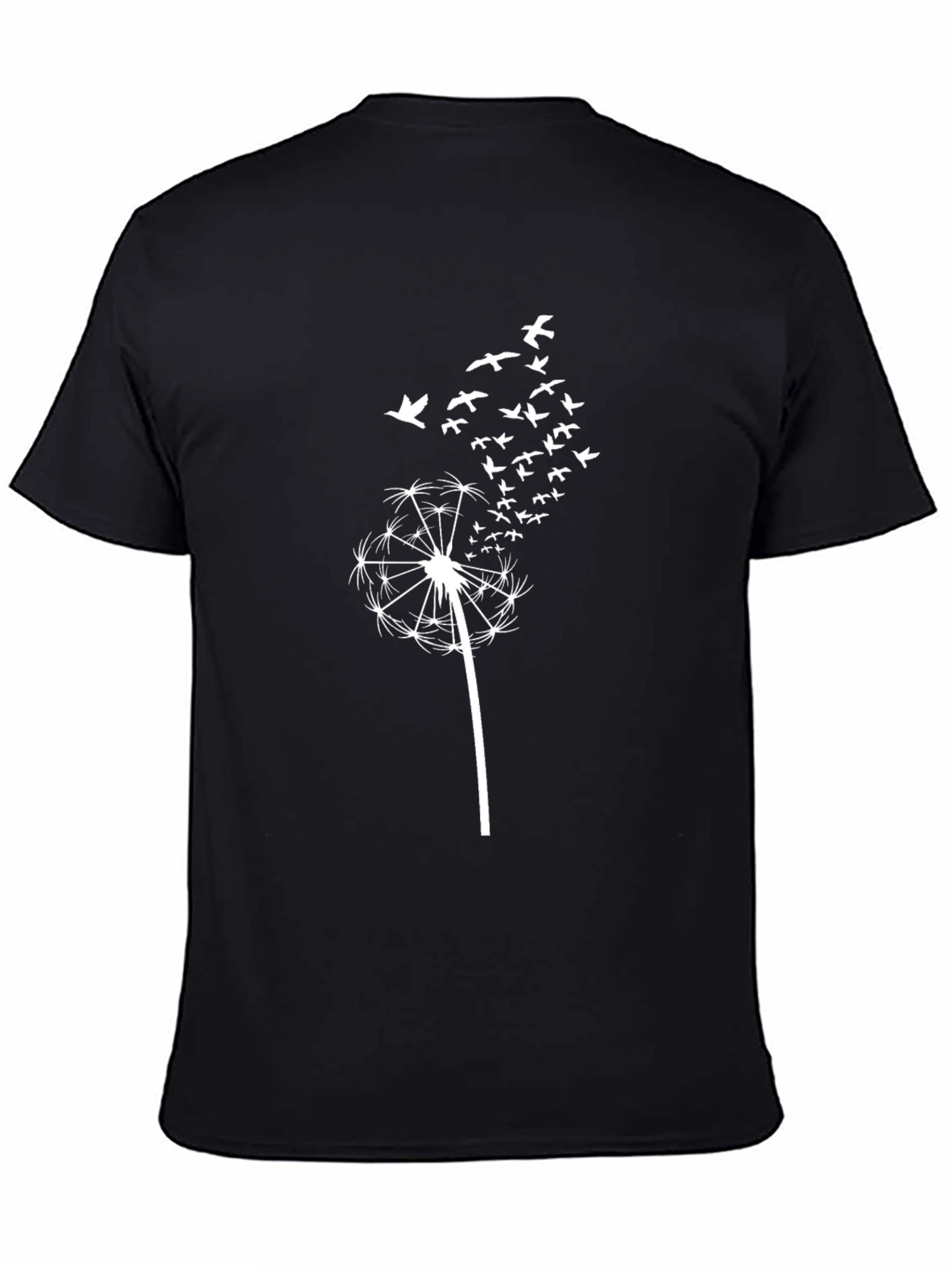 Dandelion Birds Black T-Shirt