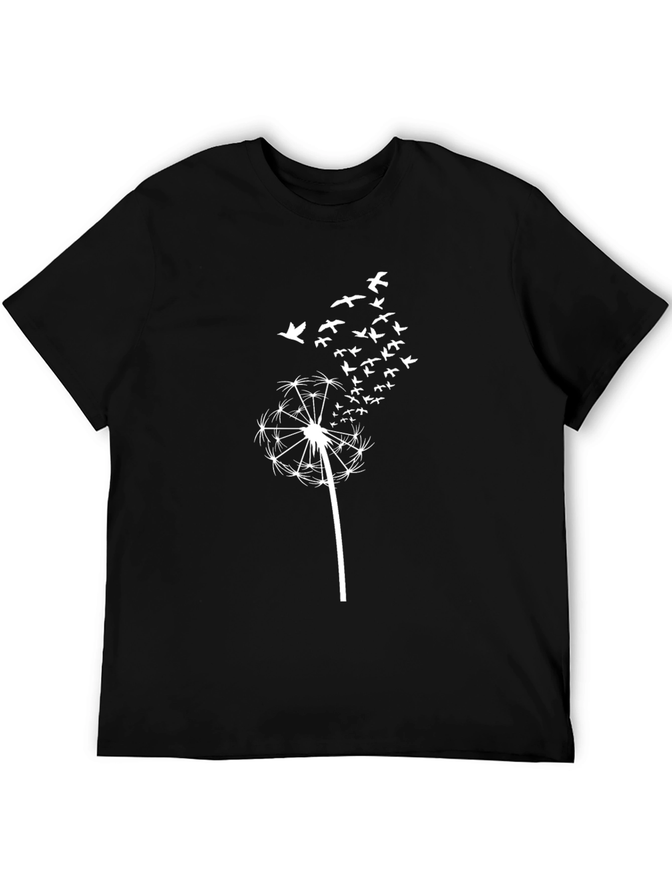 Dandelion Birds Black T-Shirt