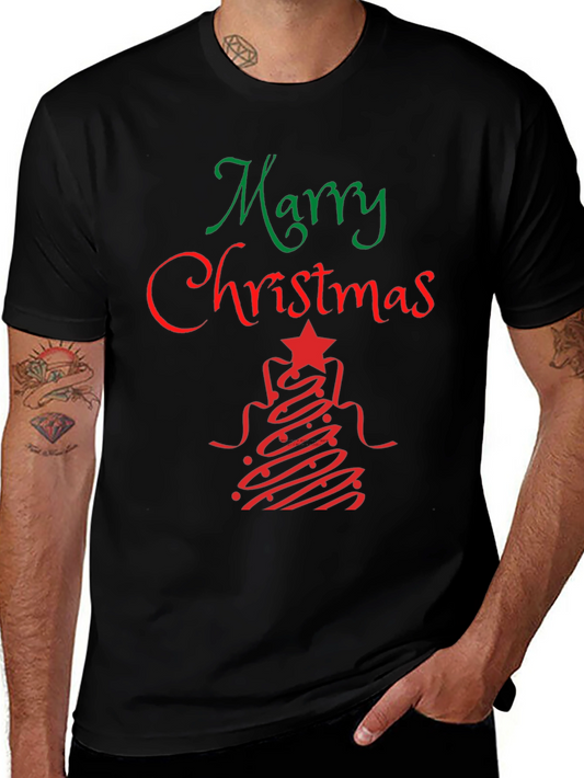 Festive Merry Christmas Graphic Tee - Holiday Apparel