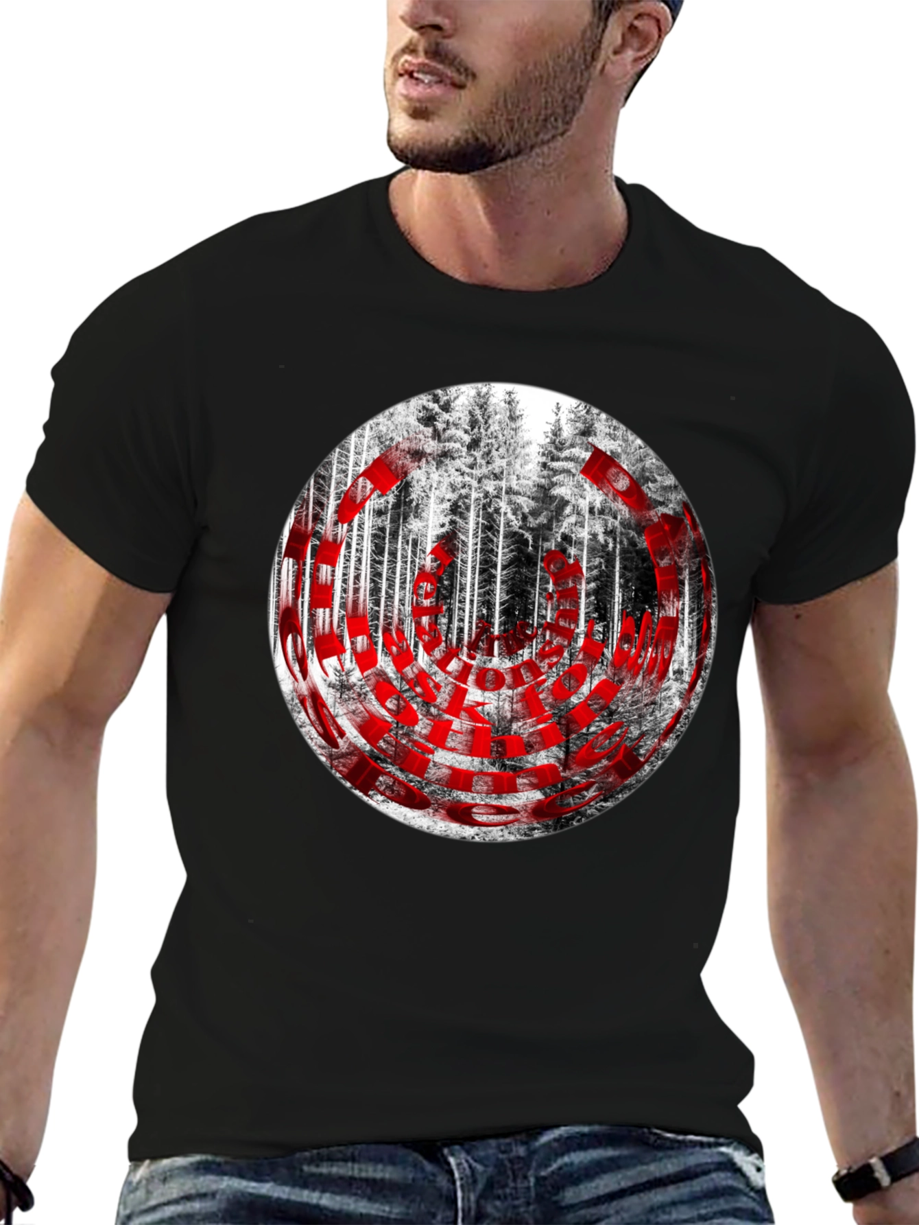 Forest Graphic Print Black T-Shirt
