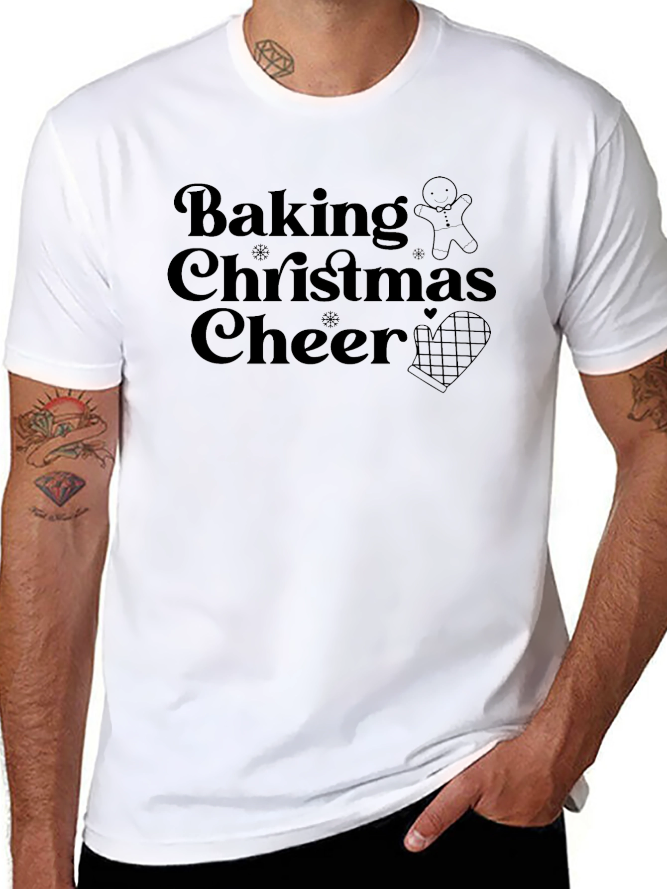 Baking Christmas Cheer Black Graphic Tee