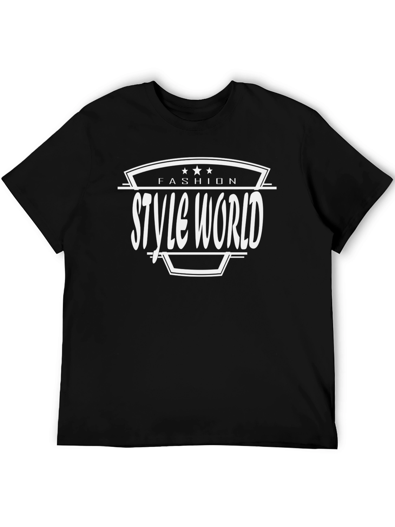 Mens Black T-Shirt: Style World Fashion Tee