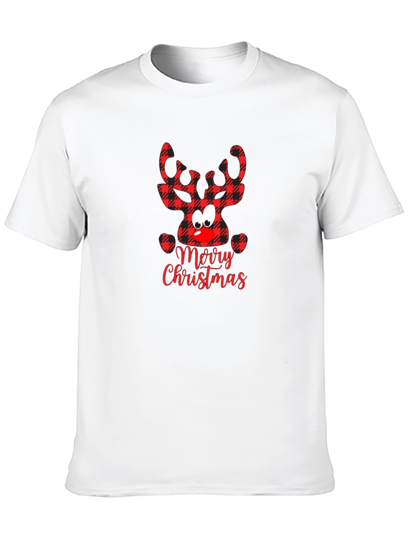 Merry Christmas Plaid Reindeer T-Shirt
