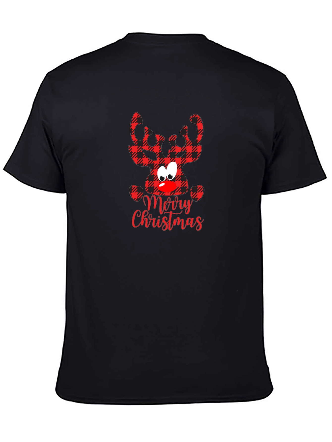 Merry Christmas Plaid Reindeer T-Shirt