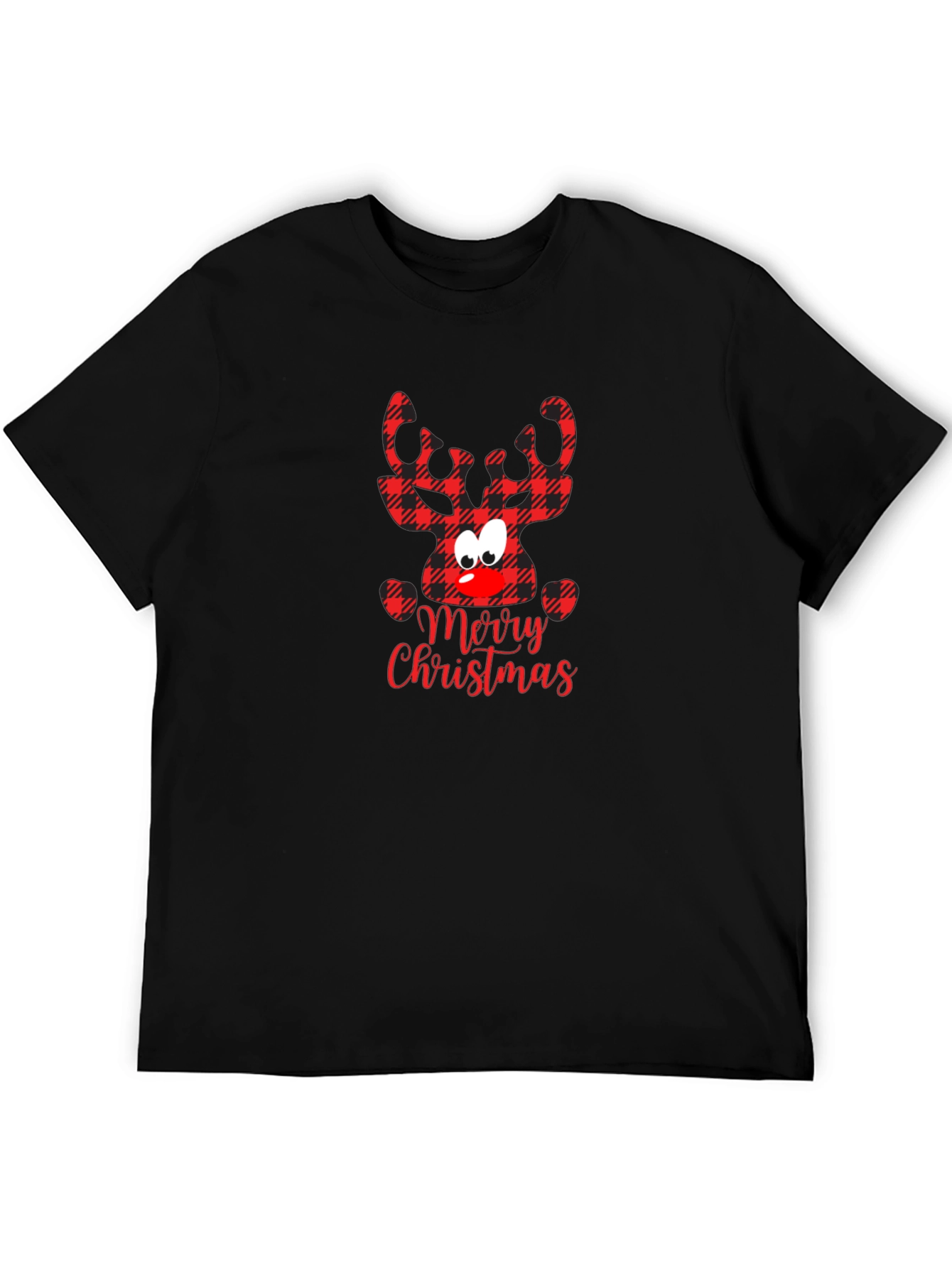 Merry Christmas Plaid Reindeer T-Shirt