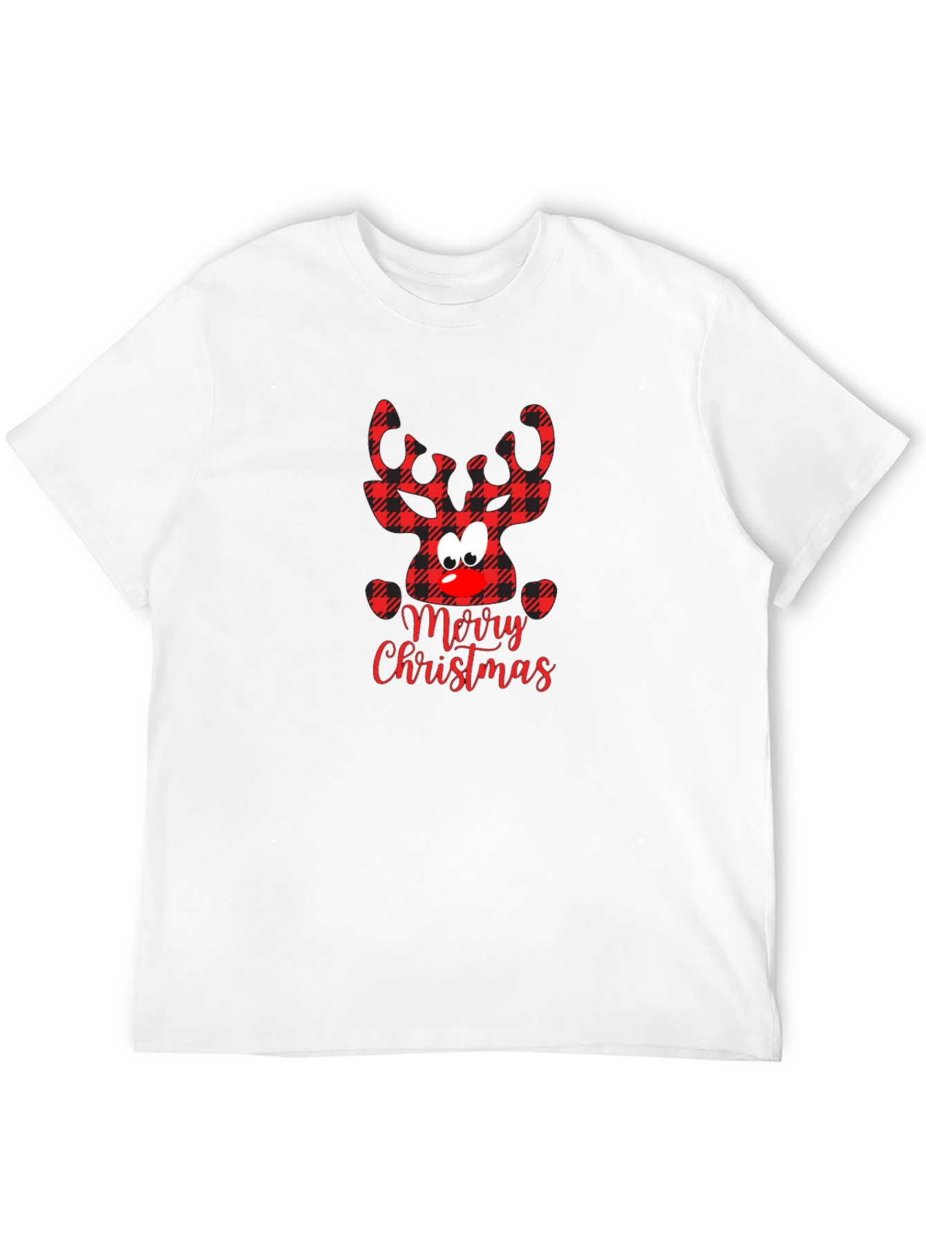Merry Christmas Plaid Reindeer T-Shirt
