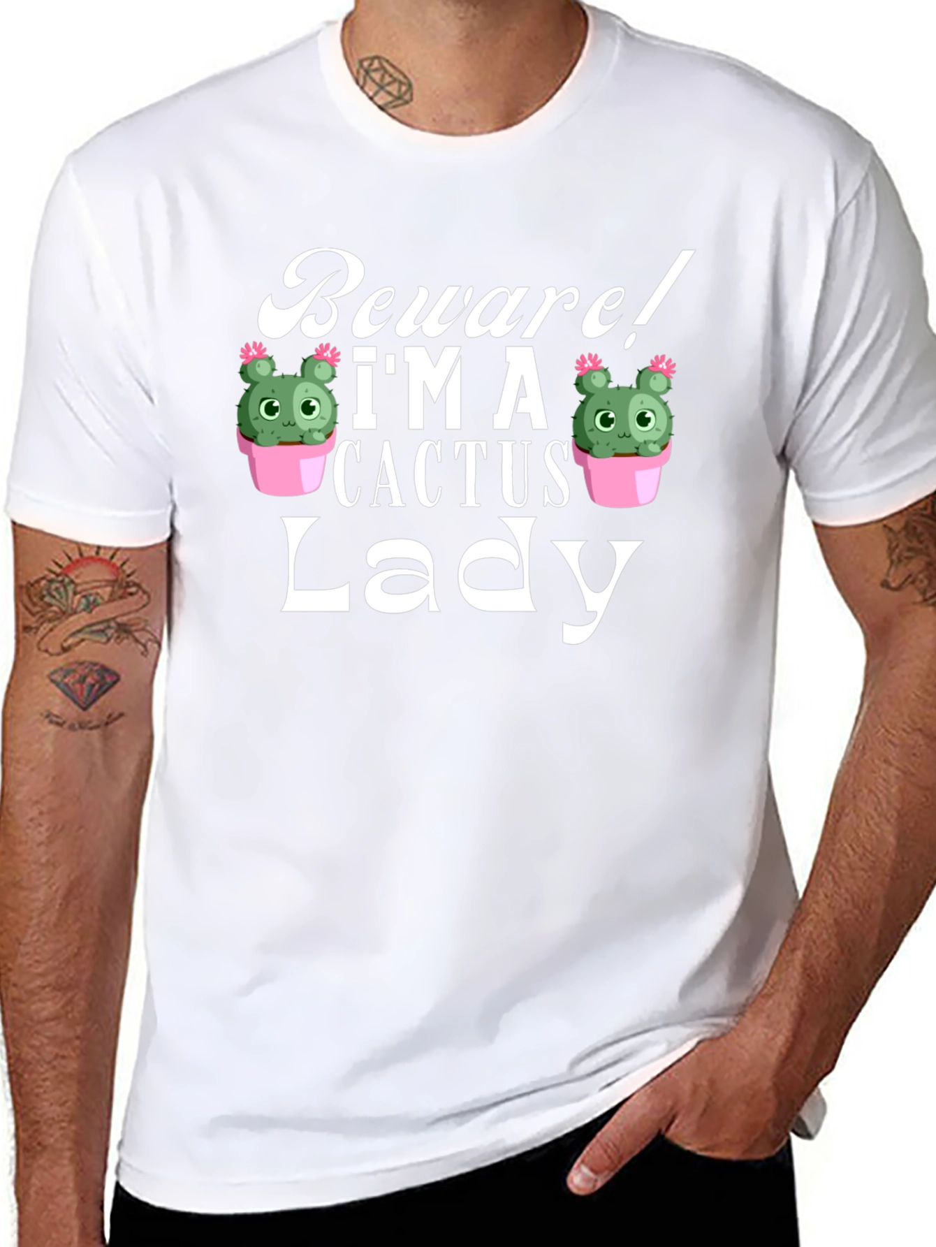 Beware! Im a Cactus Lady - Novelty Graphic T-Shirt