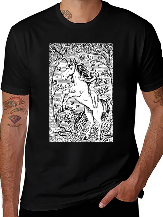 Unicorn & Maiden Graphic Black T-Shirt