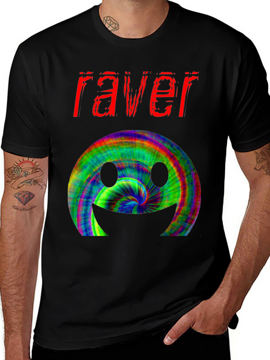 Raver Smiley Face Black T-Shirt