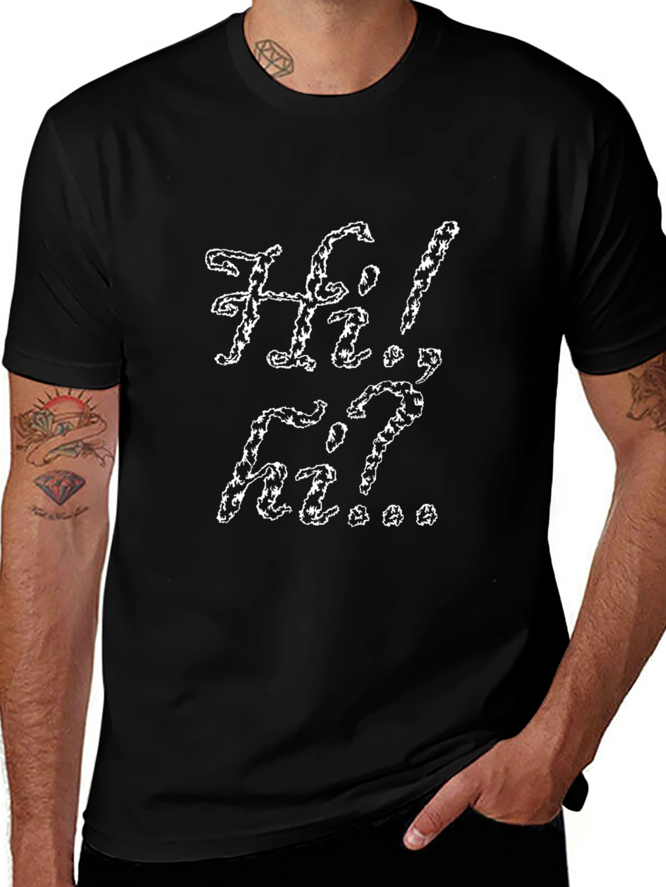 Hi Hi Graphic Tee - Black Crew Neck T-Shirt