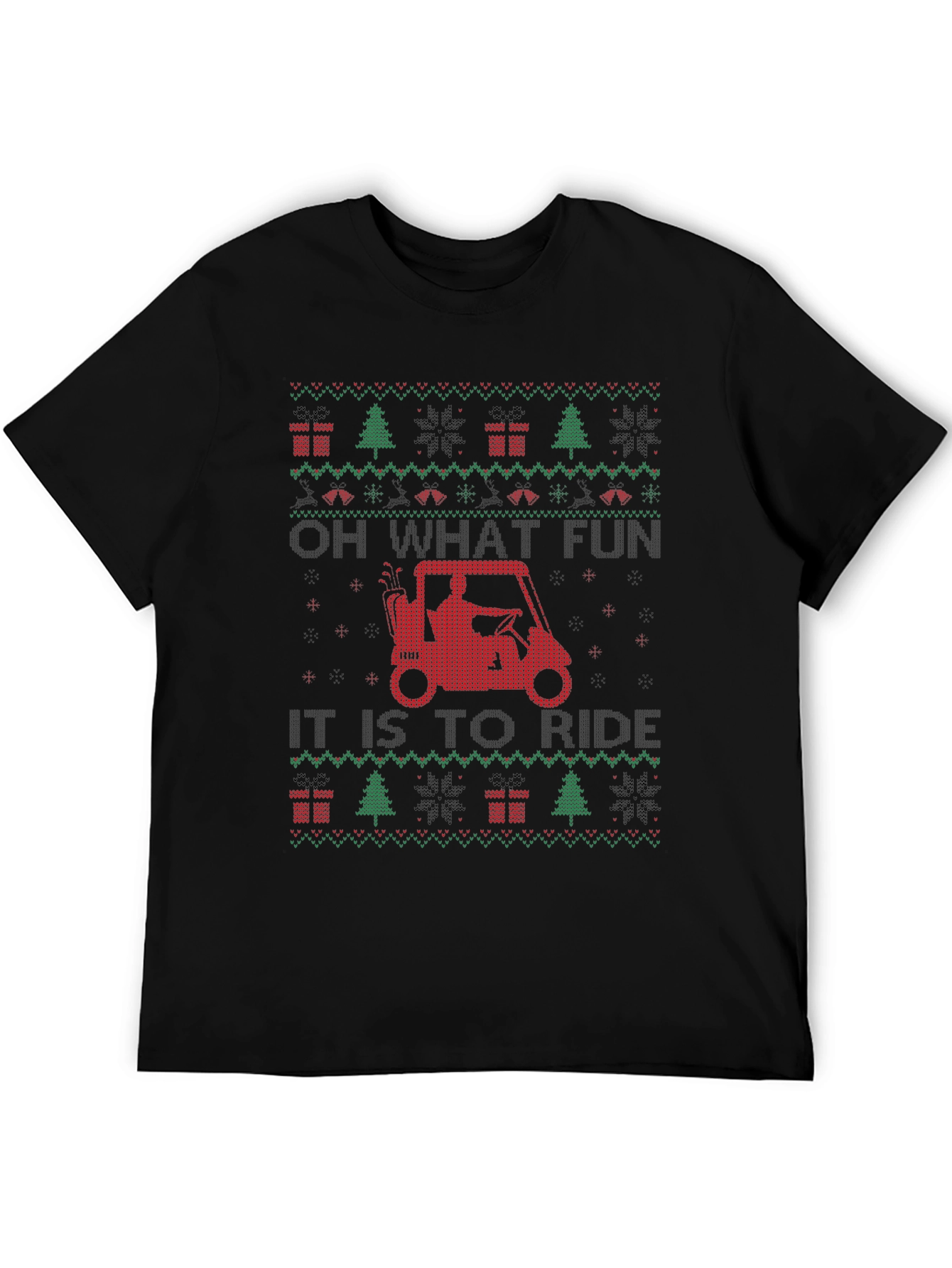 Funny Christmas Golf Cart Ugly Sweater Style T-Shirt