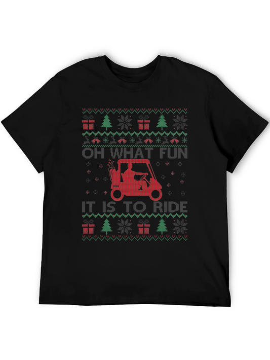 Funny Christmas Golf Cart Ugly Sweater Style T-Shirt