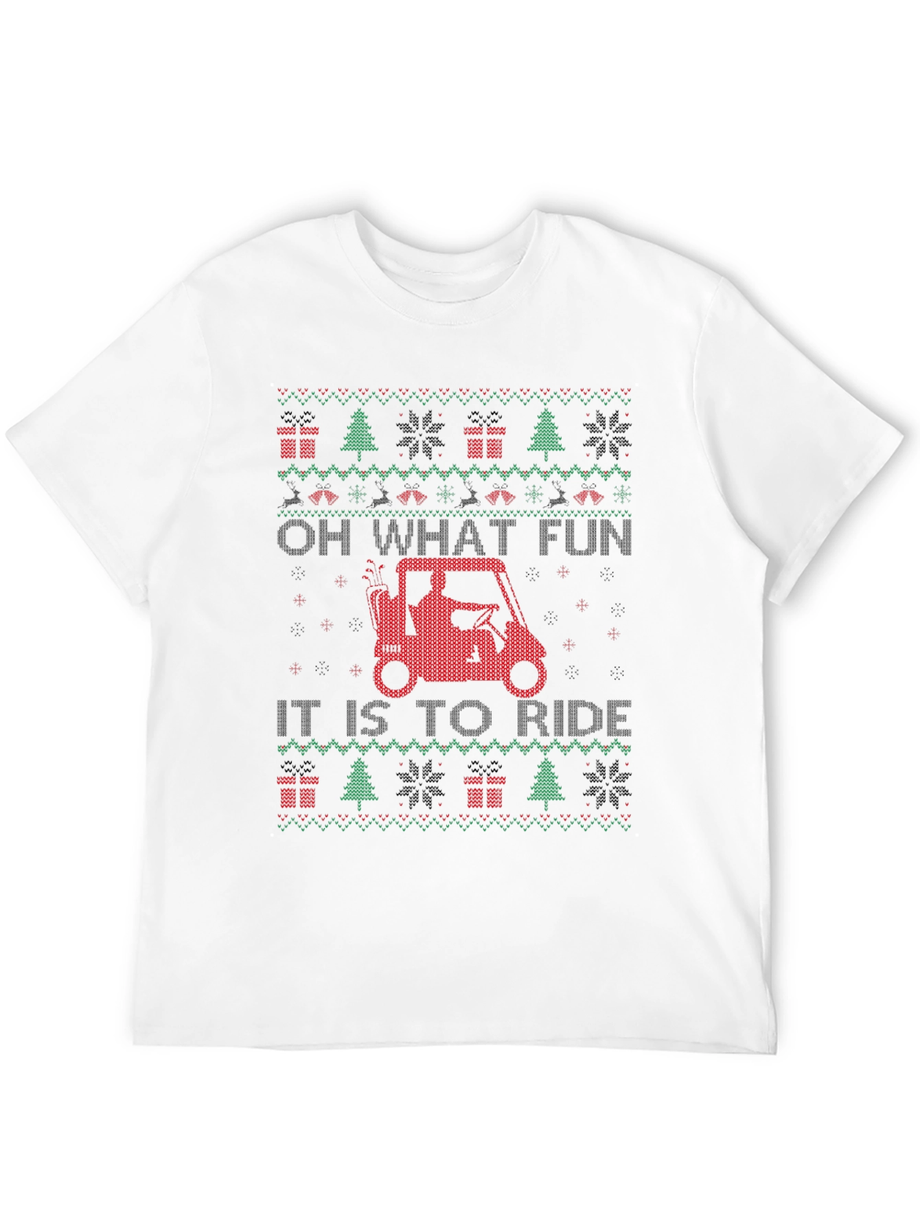 Funny Christmas Golf Cart Ugly Sweater Style T-Shirt