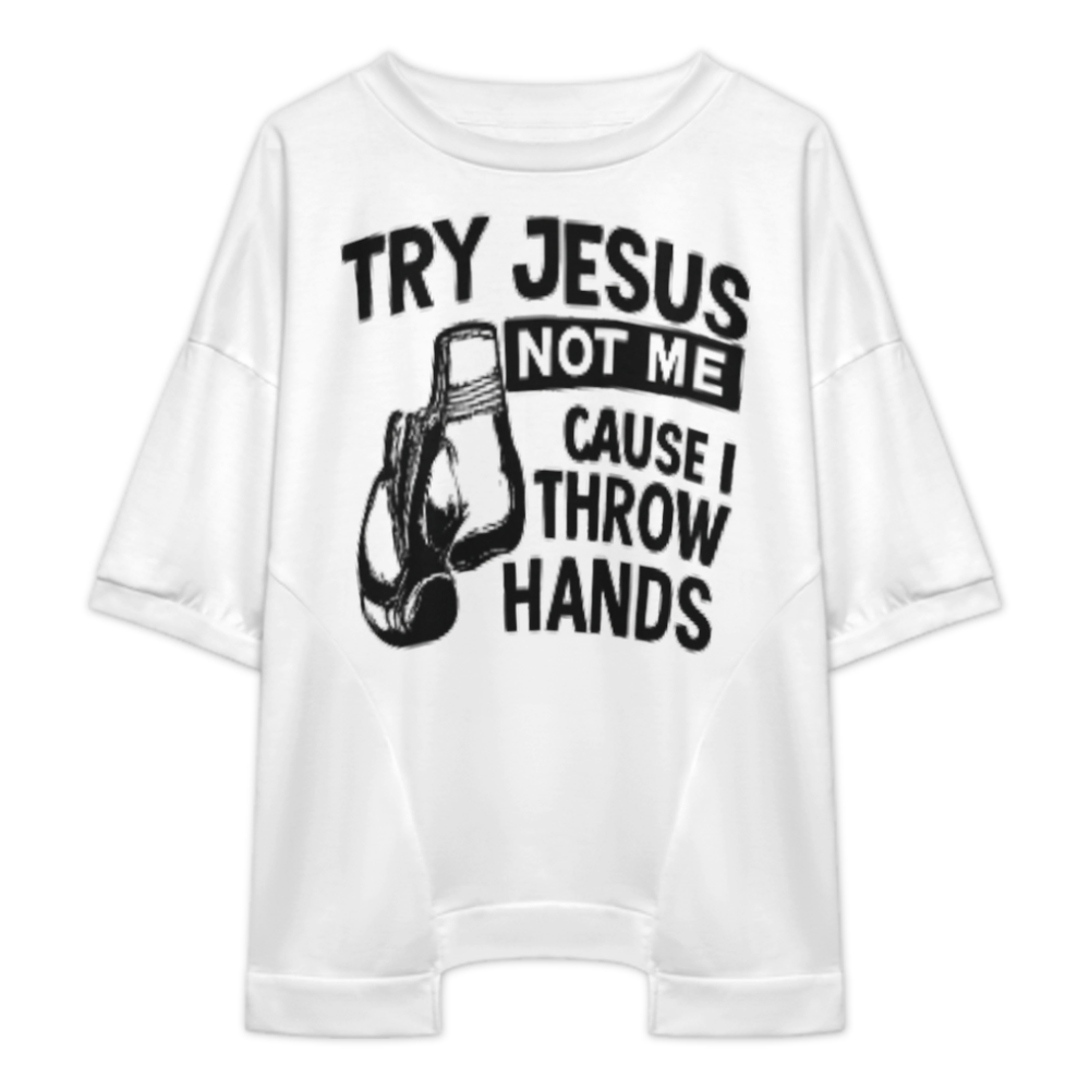 Try Jesus Not Me Cause I Throw Hands Graphic Tee – Funny Christian Boxing Shirt(z1144)