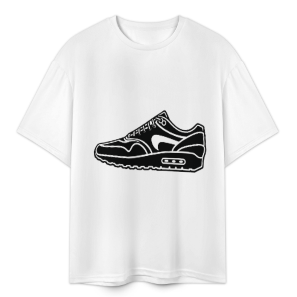 Classic Sneaker Outline Graphic T-Shirt – Retro Streetwear Shoe Design(z1190)