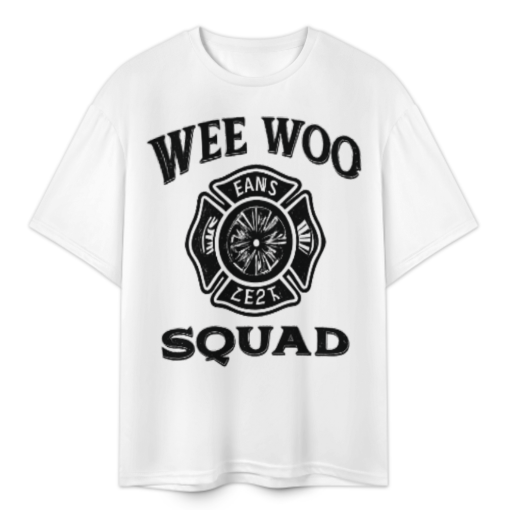 Wee Woo Squad Firefighter T-Shirt | Funny Fire Department Family Support Tee(z1184)