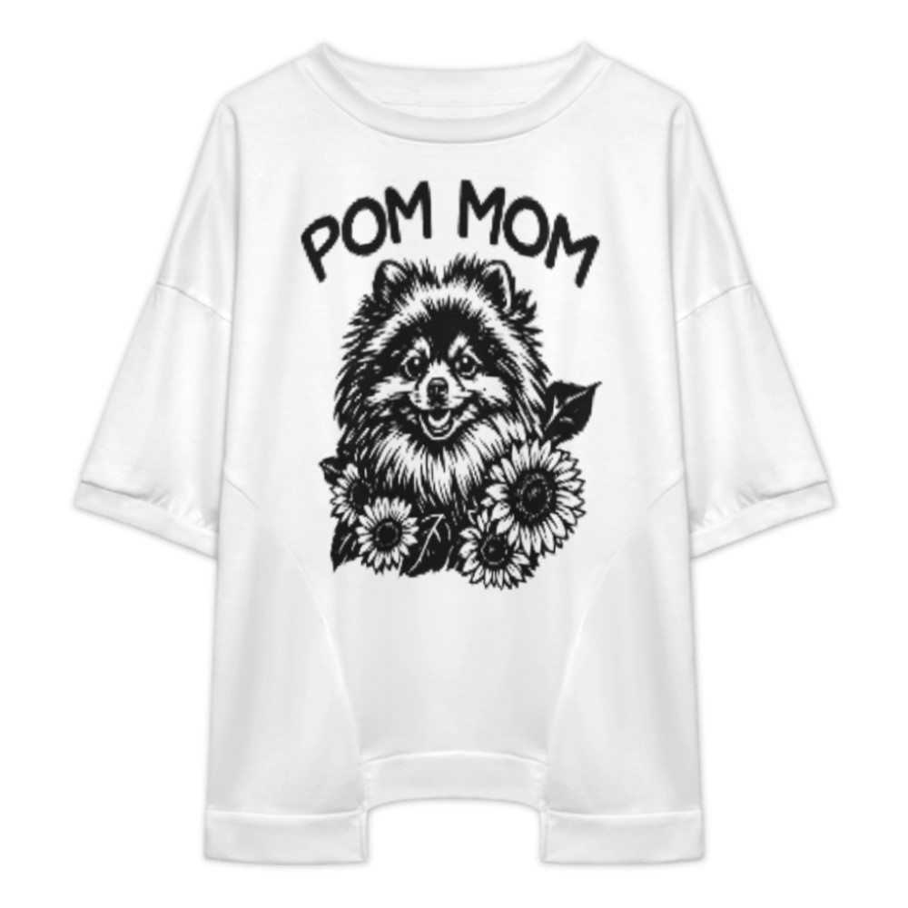 Pom Mom Sunflower Pomeranian Dog Lover Graphic Tee | Cute Pet Mom Shirt(z1150)