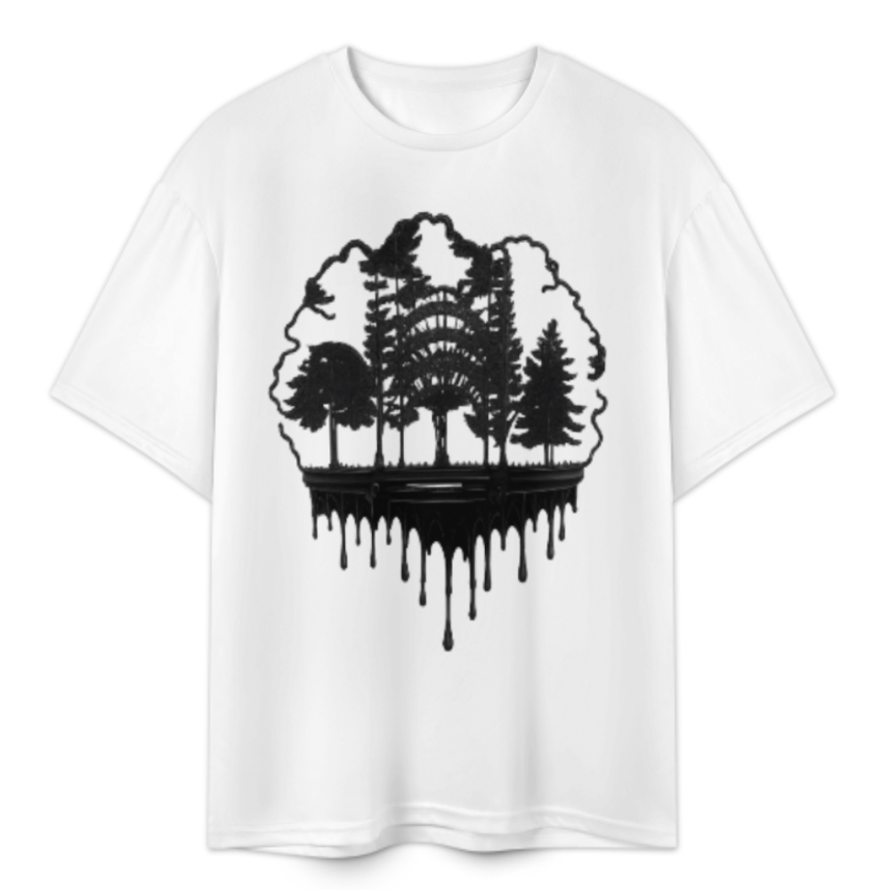 Dripping Forest Silhouette T-Shirt | Nature Lover Woodland Graphic Tee(z1187)