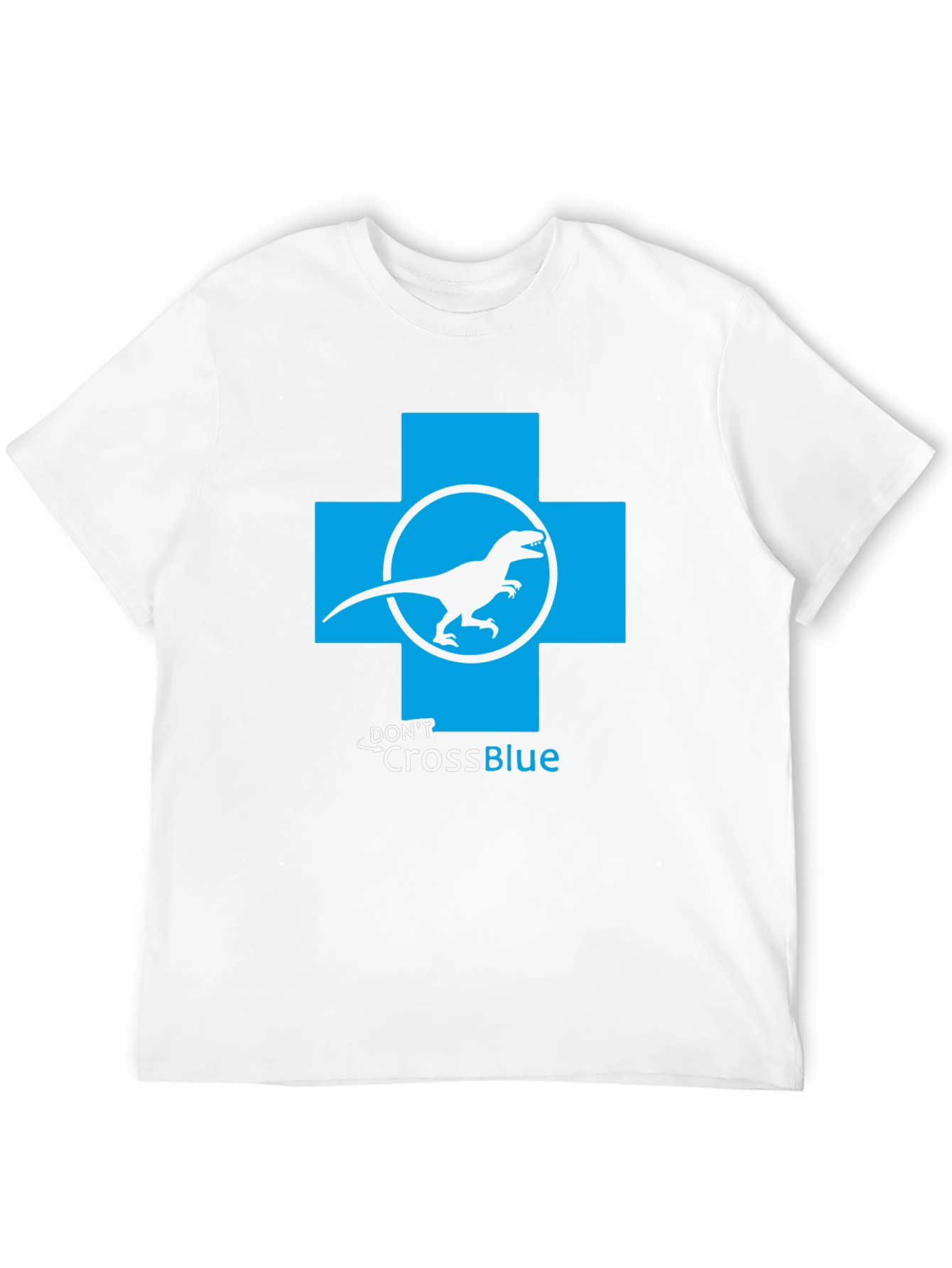 Dont Cross Blue T-Shirt - Dino Parody Tee