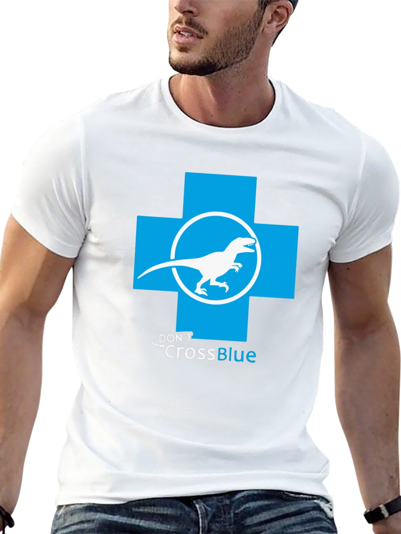 Dont Cross Blue T-Shirt - Dino Parody Tee