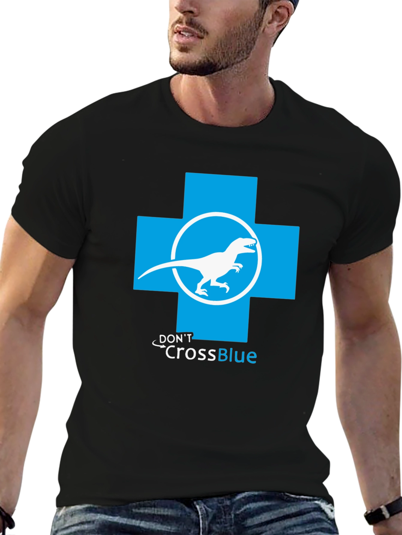 Dont Cross Blue T-Shirt - Dino Parody Tee