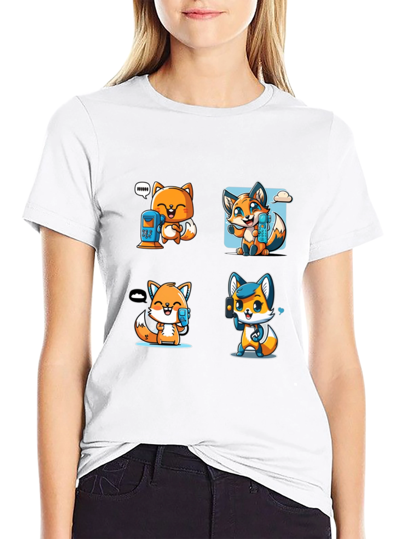 Cute Fox Phone Lover Unisex T-Shirt