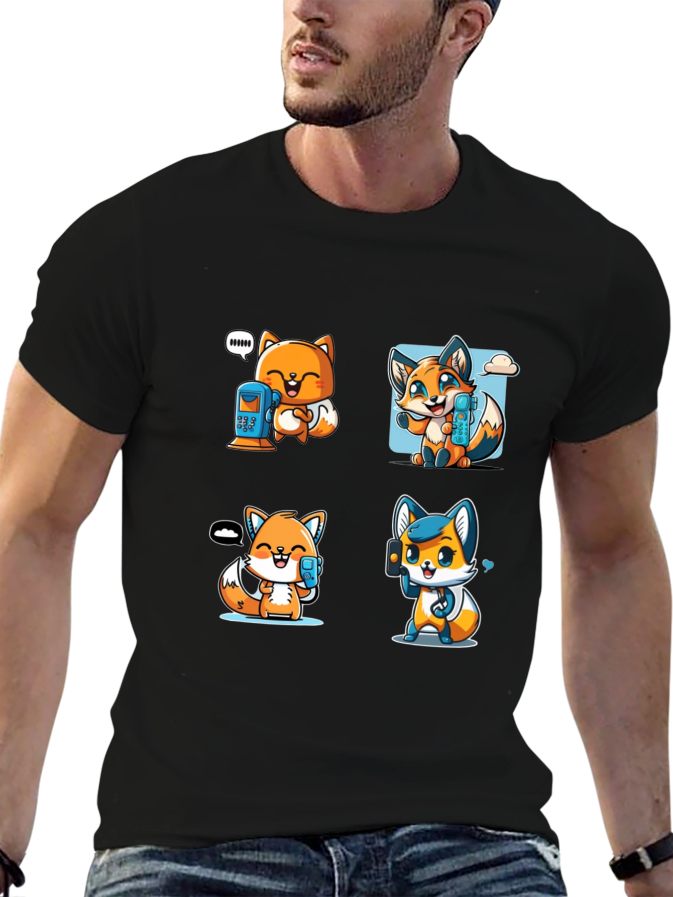 Cute Fox Phone Lover Unisex T-Shirt