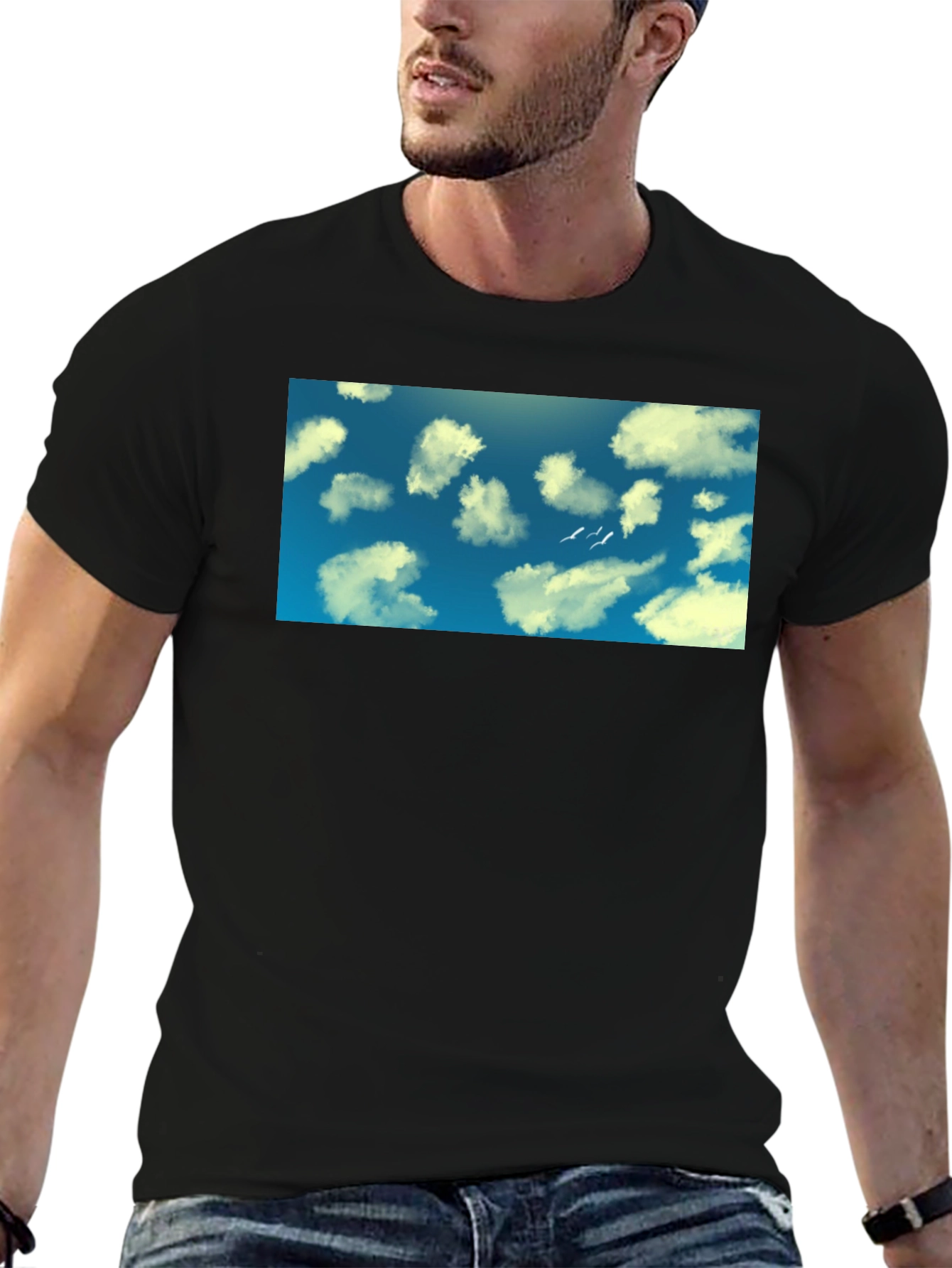 Sky Clouds Graphic Tee - Cotton Comfort