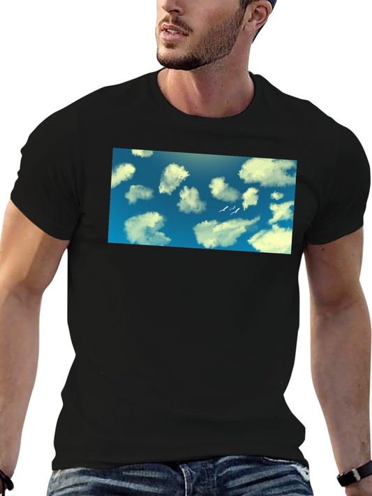 Sky Clouds Graphic Tee - Cotton Comfort