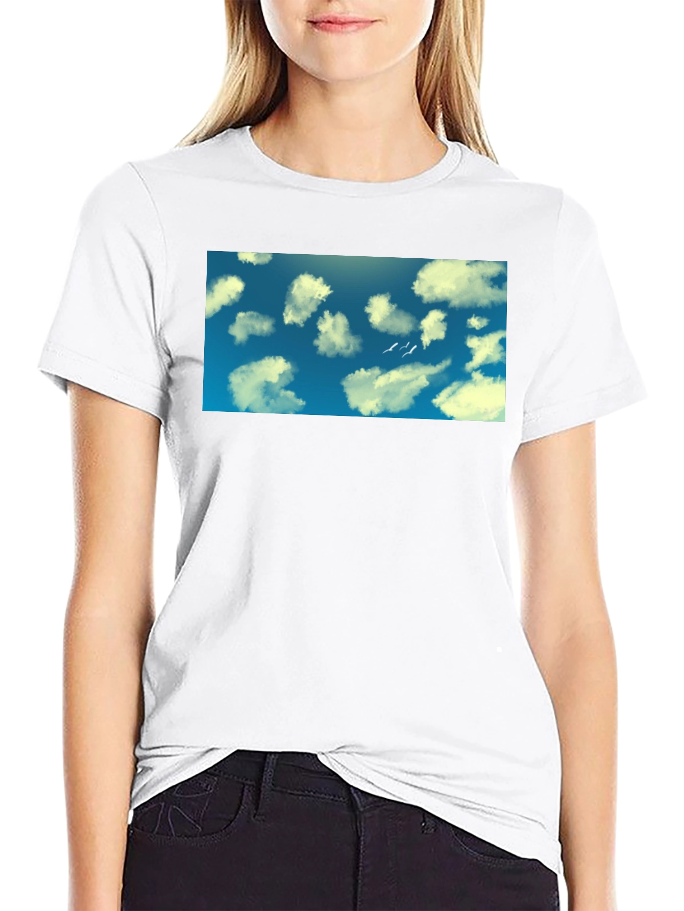 Sky Clouds Graphic Tee - Cotton Comfort