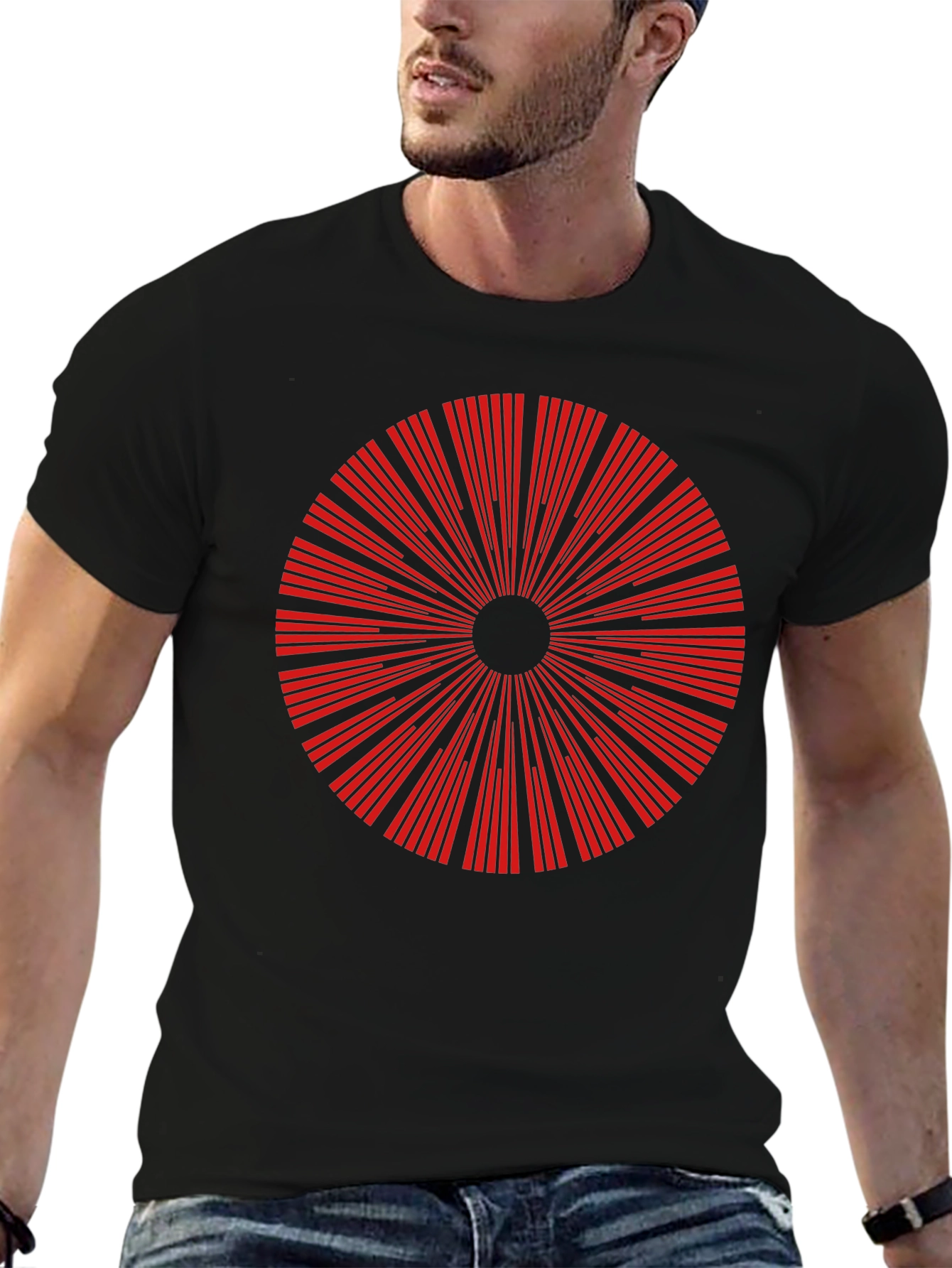 Geometric Burst Graphic Tee - Mens Black T-Shirt