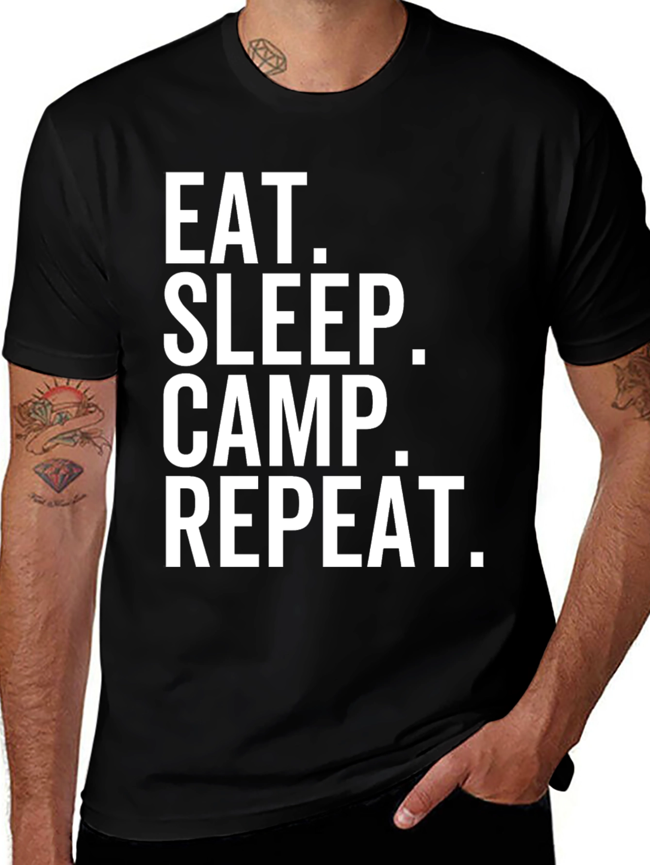 Eat Sleep Camp Repeat T-Shirt - Camping Life Tee