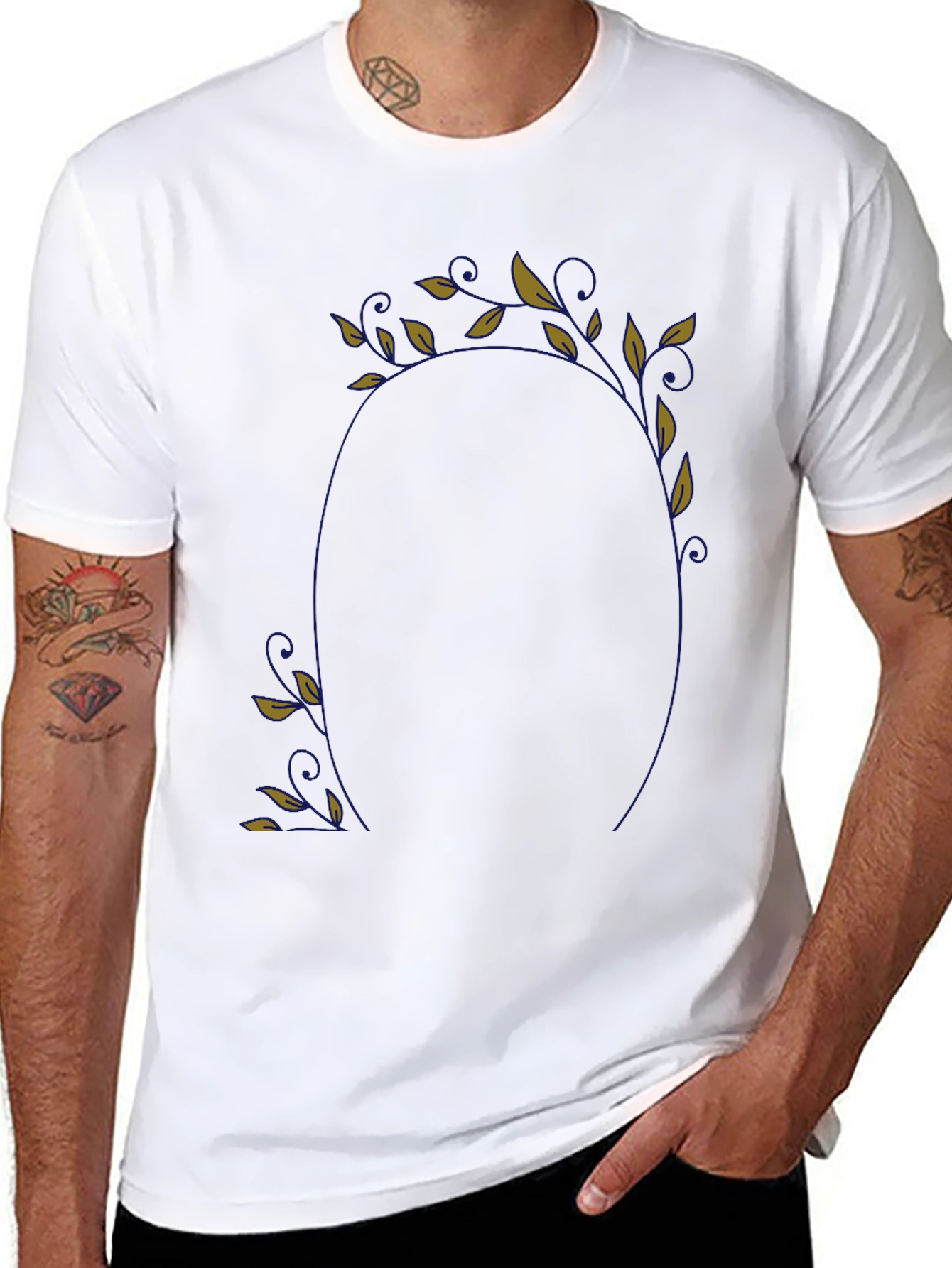 Floral Frame Black T-Shirt
