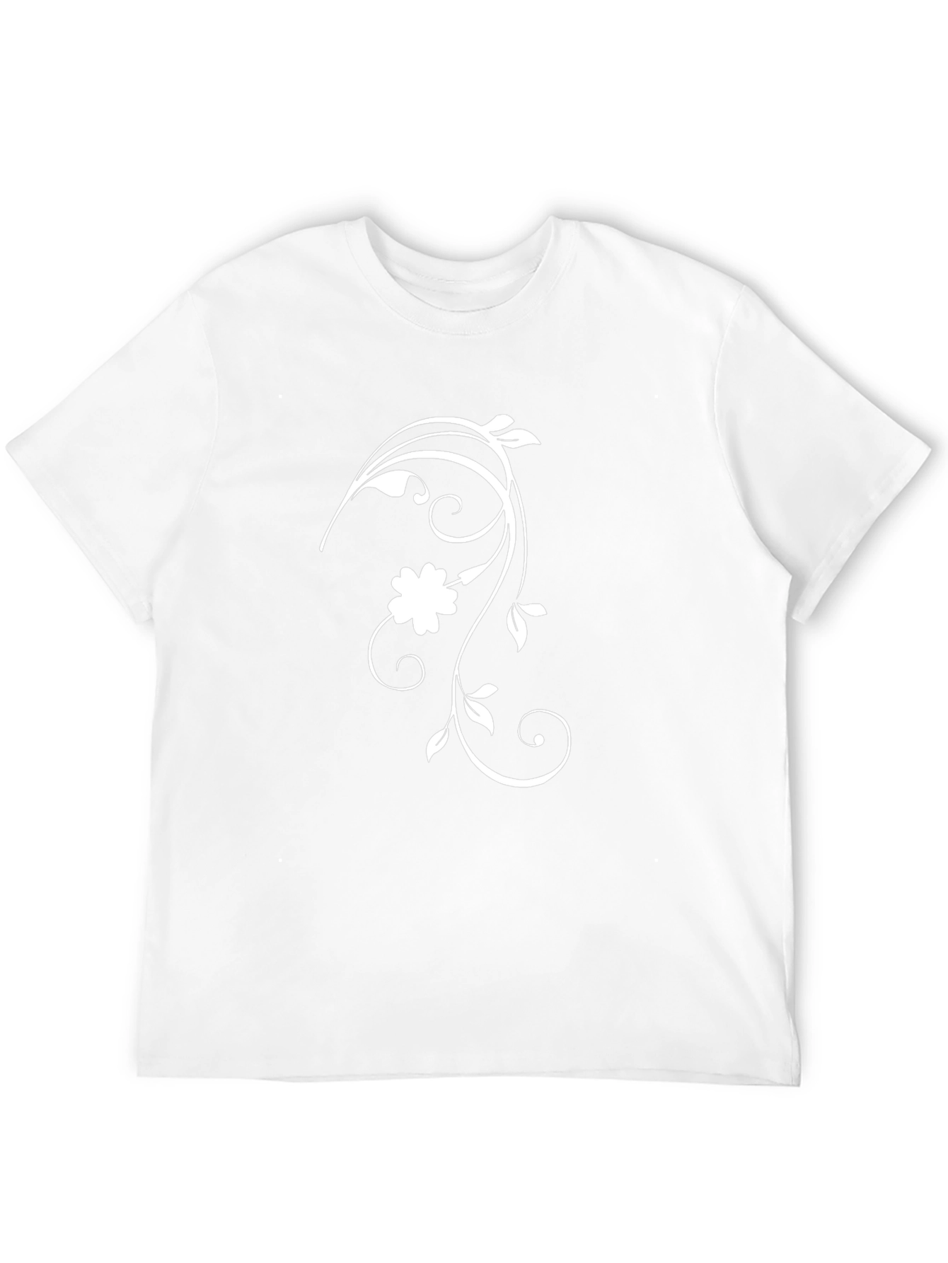 Black T-Shirt with Floral Vine Design