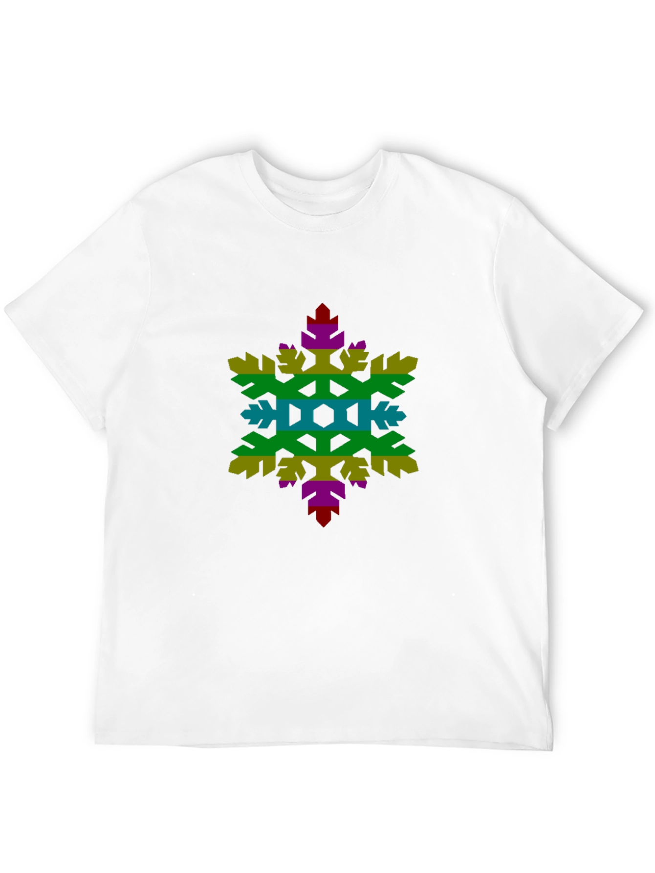 Rainbow Snowflake Graphic Tee - Black Cotton Shirt