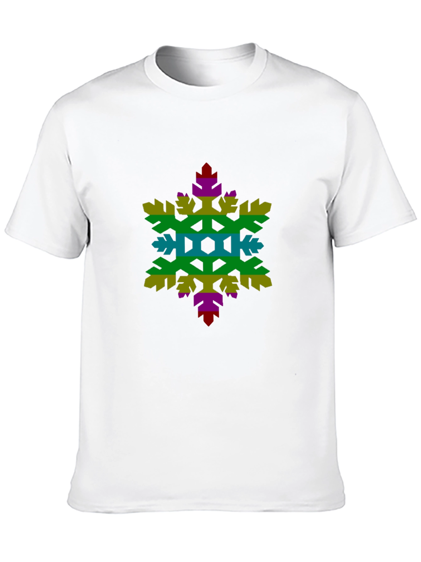 Rainbow Snowflake Graphic Tee - Black Cotton Shirt