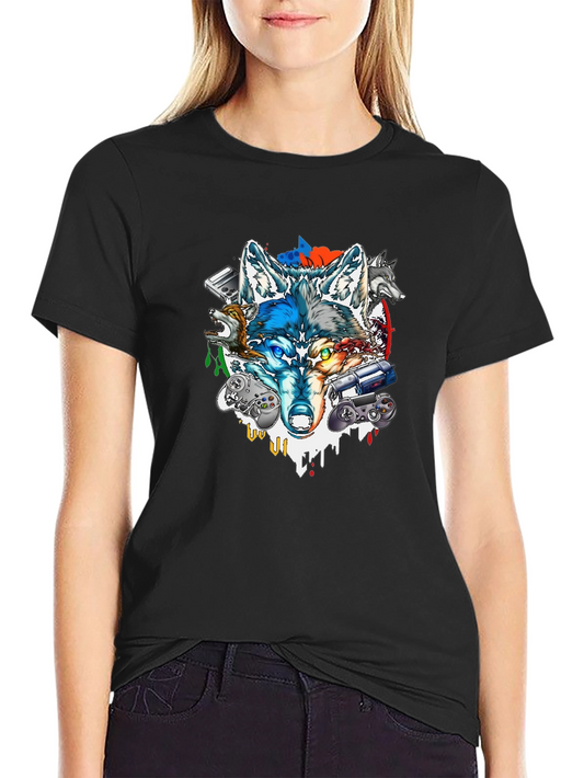 Wolf Gamer T-Shirt - Cool Graphic Tee for Gamers
