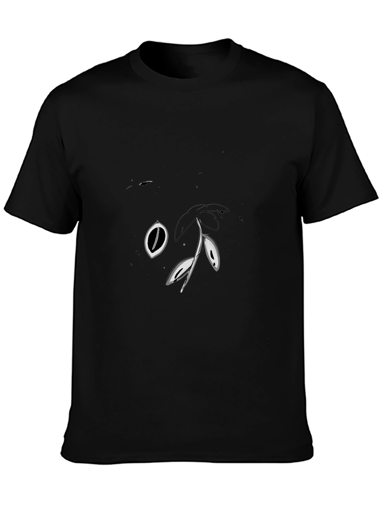 Abstract Eye & Leaf Black Graphic Tee
