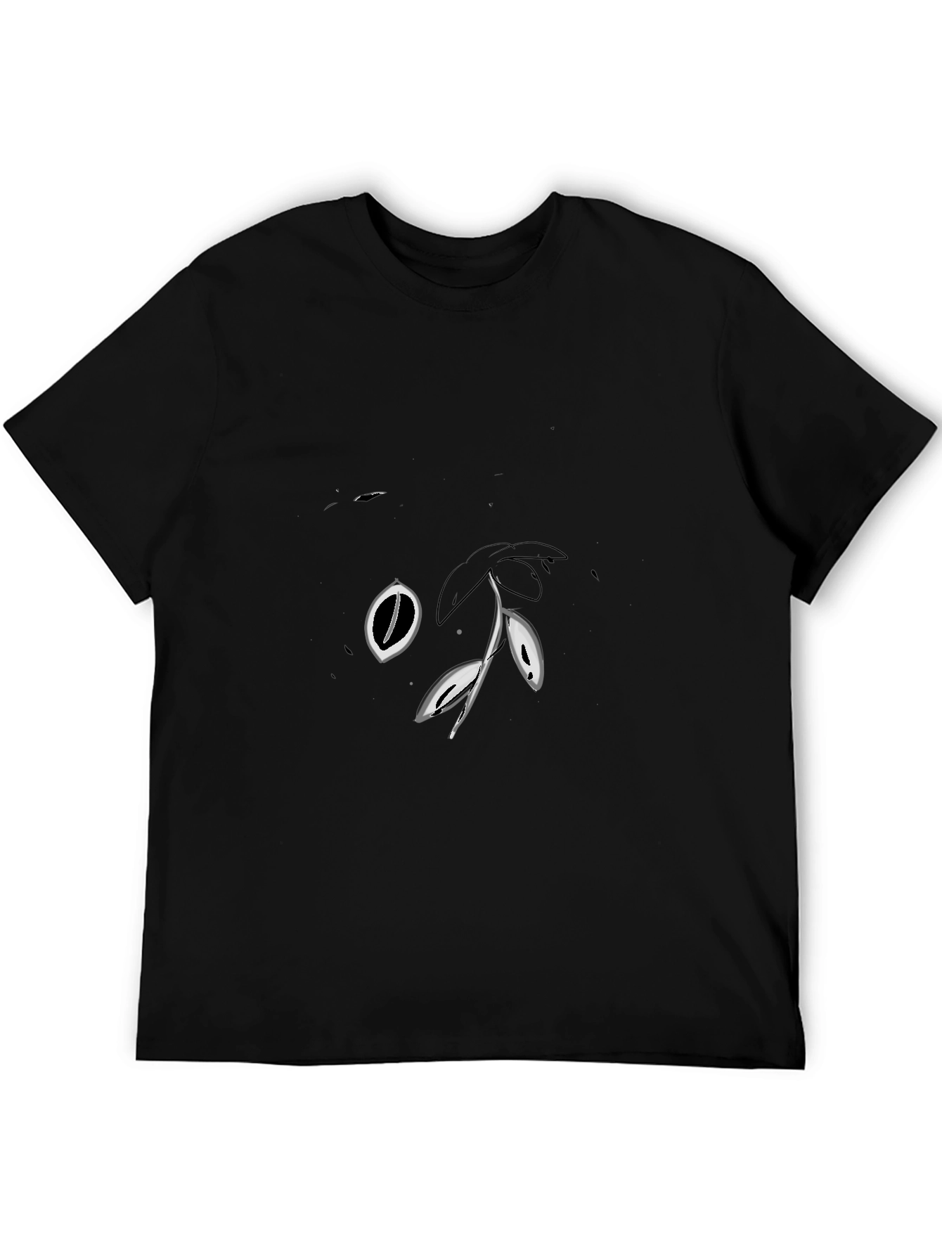 Abstract Eye & Leaf Black Graphic Tee