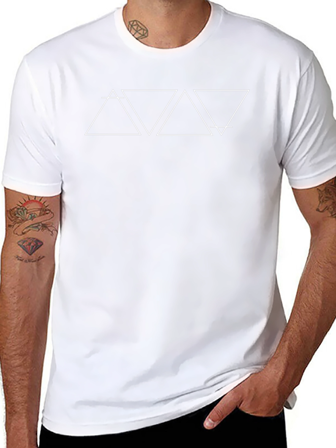Geometric Triangle Line Art Black Tee