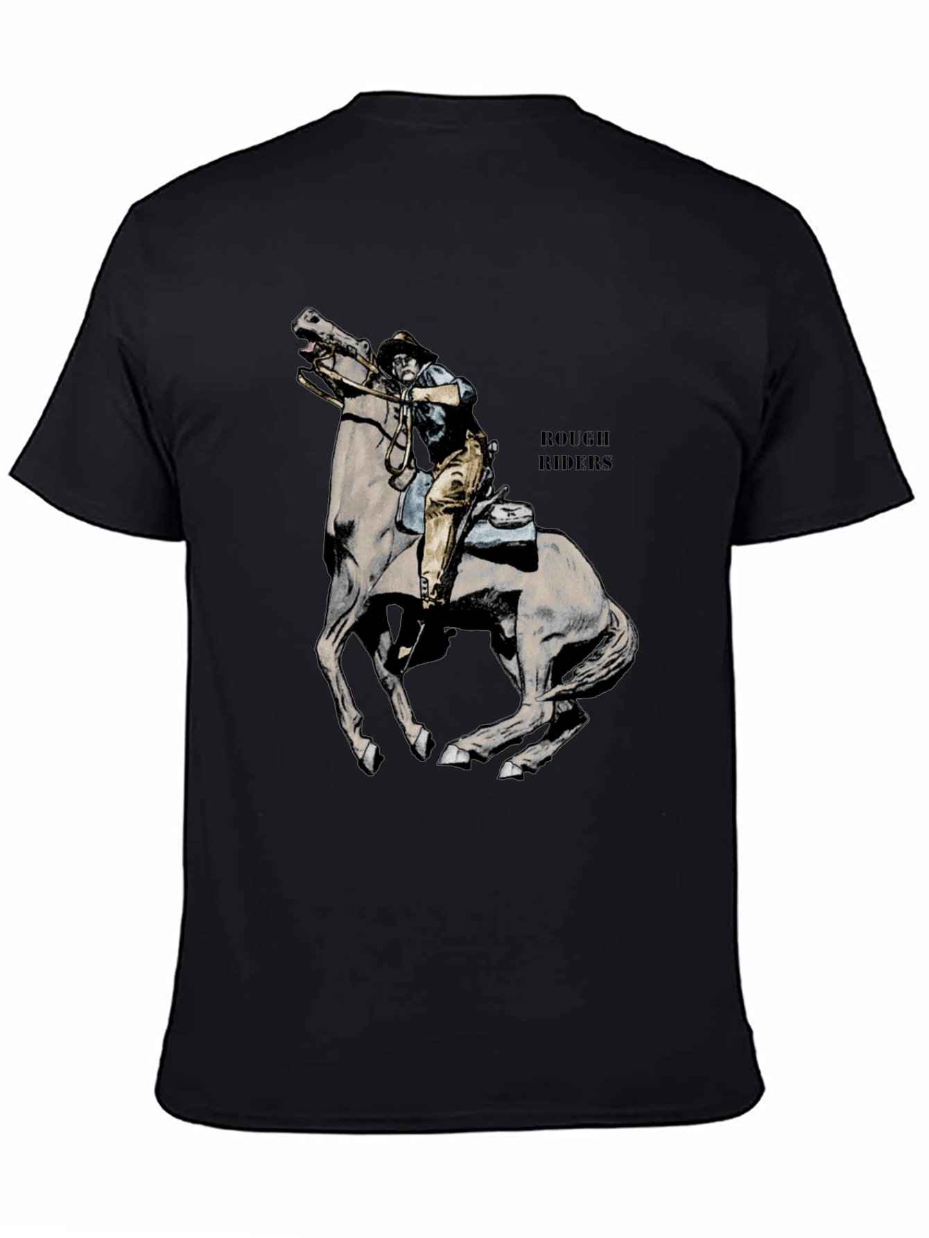 Rough Riders Graphic Tee - Black Cotton T-Shirt