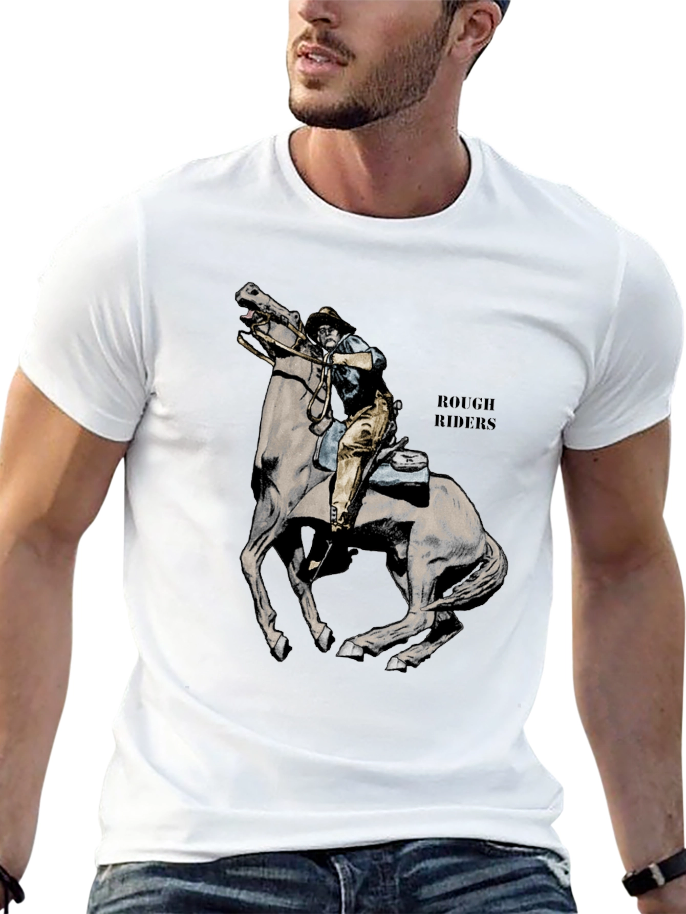 Rough Riders Graphic Tee - Black Cotton T-Shirt
