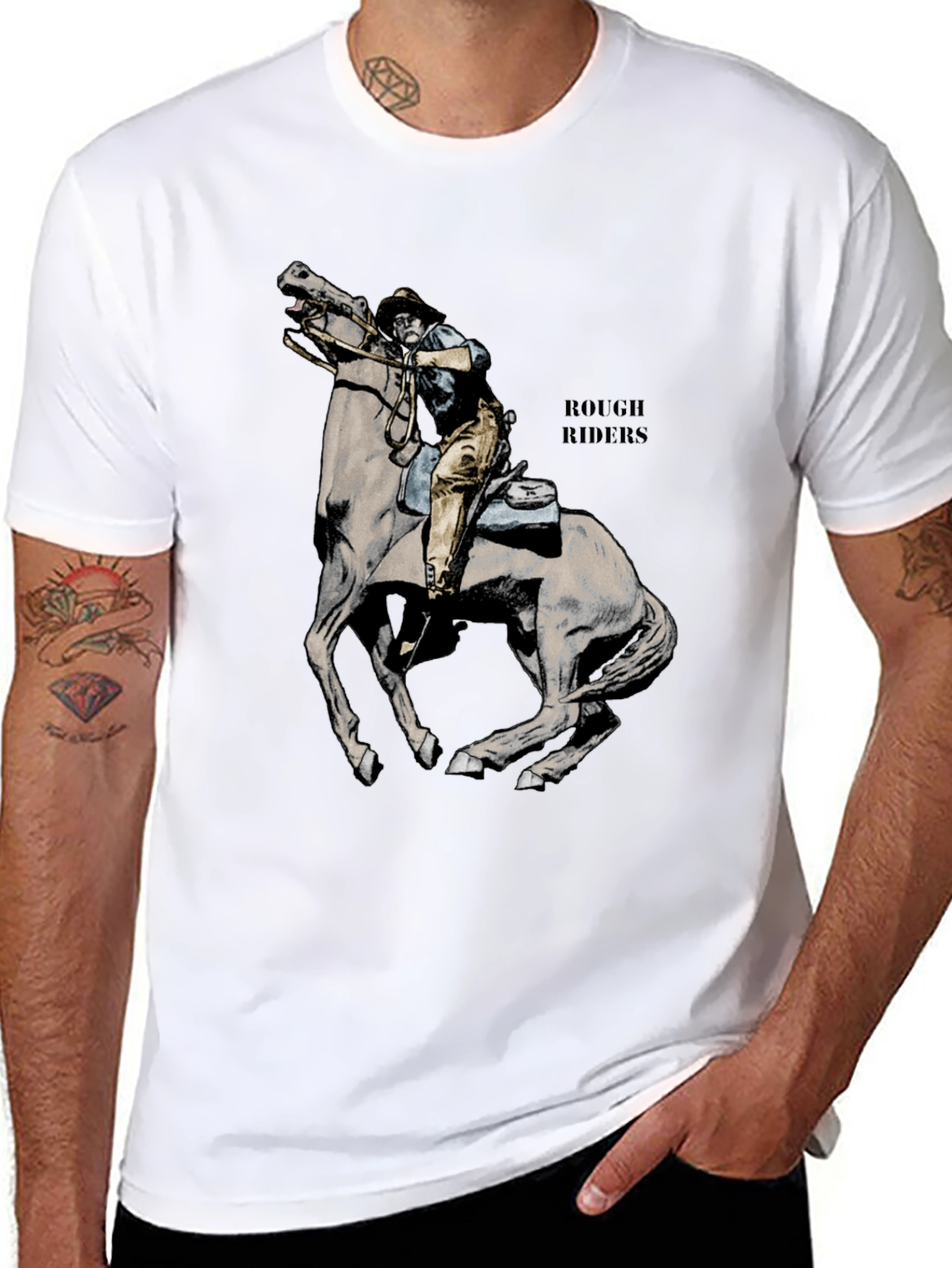 Rough Riders Graphic Tee - Black Cotton T-Shirt