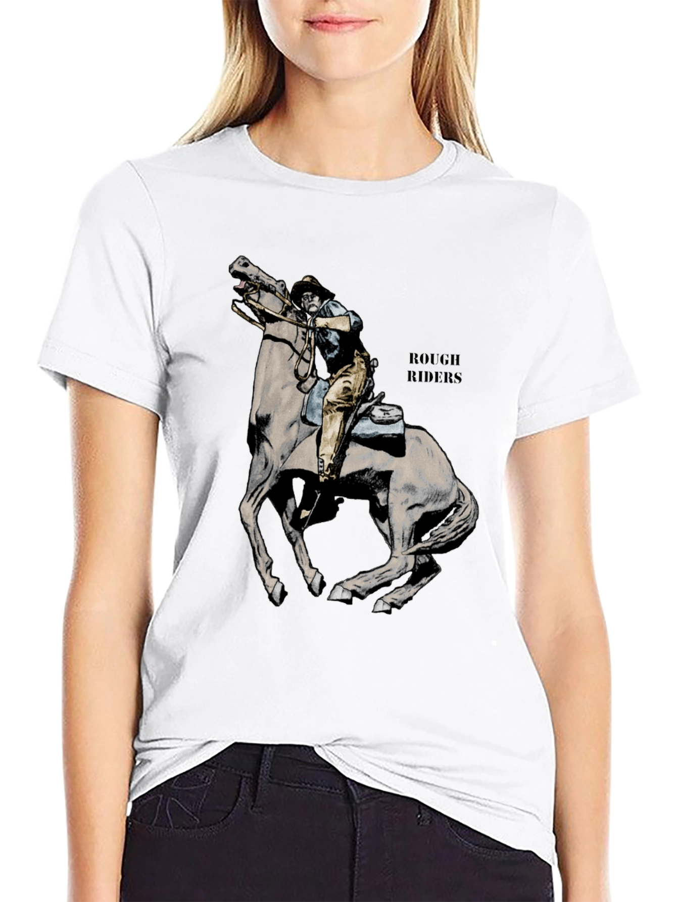 Rough Riders Graphic Tee - Black Cotton T-Shirt