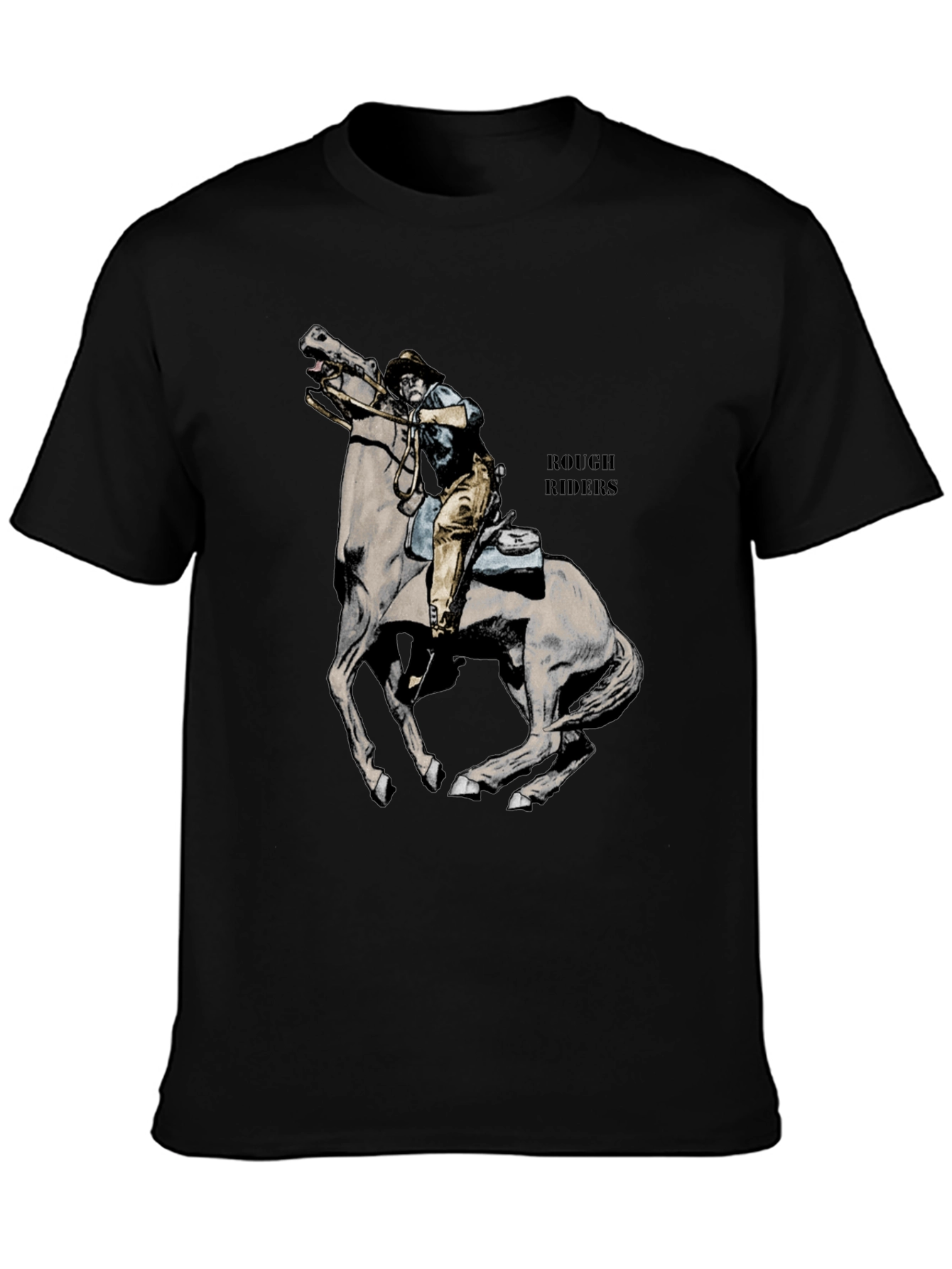 Rough Riders Graphic Tee - Black Cotton T-Shirt