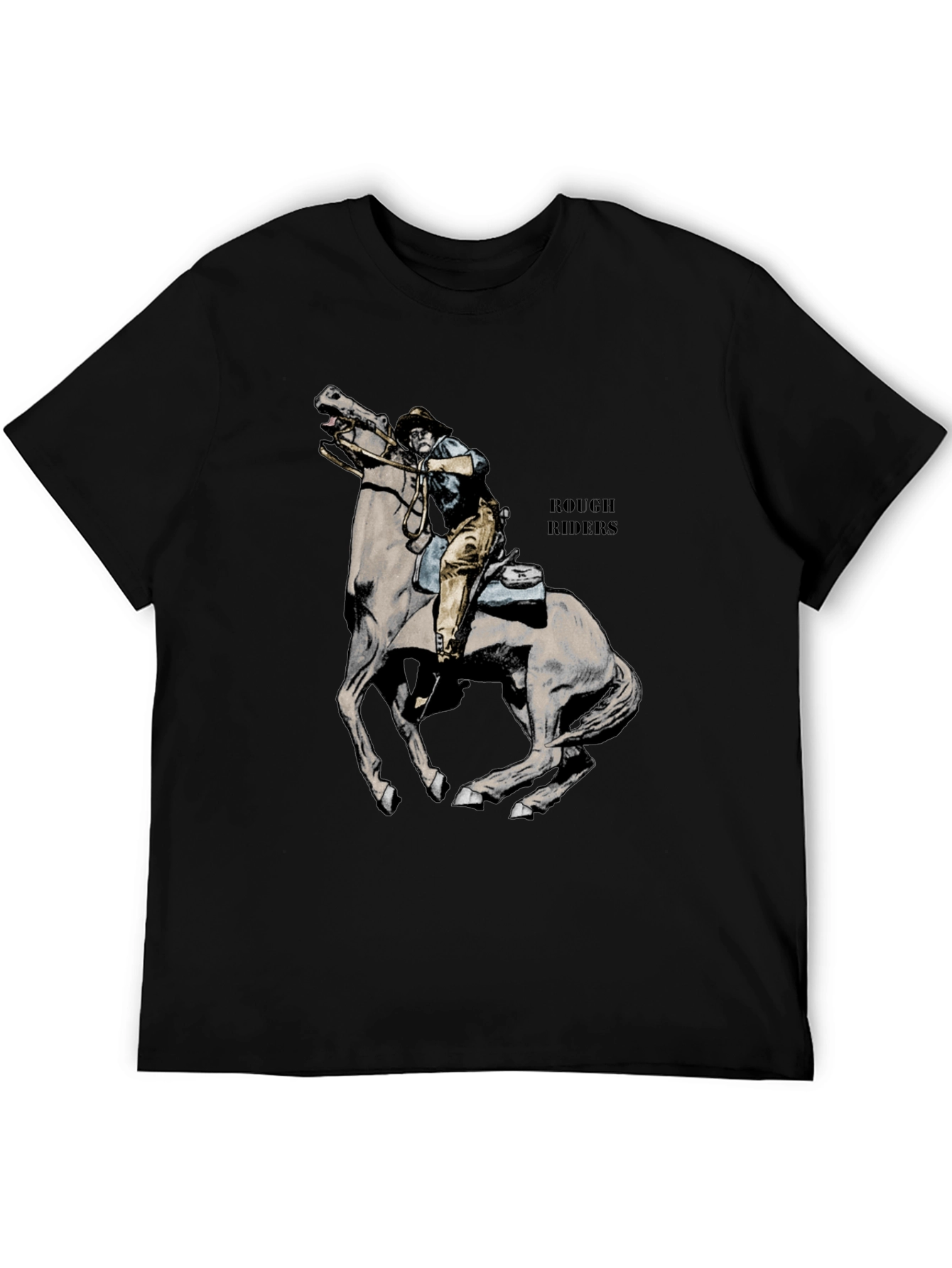 Rough Riders Graphic Tee - Black Cotton T-Shirt