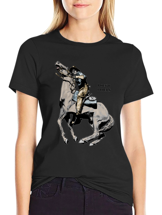 Rough Riders Graphic Tee - Black Cotton T-Shirt