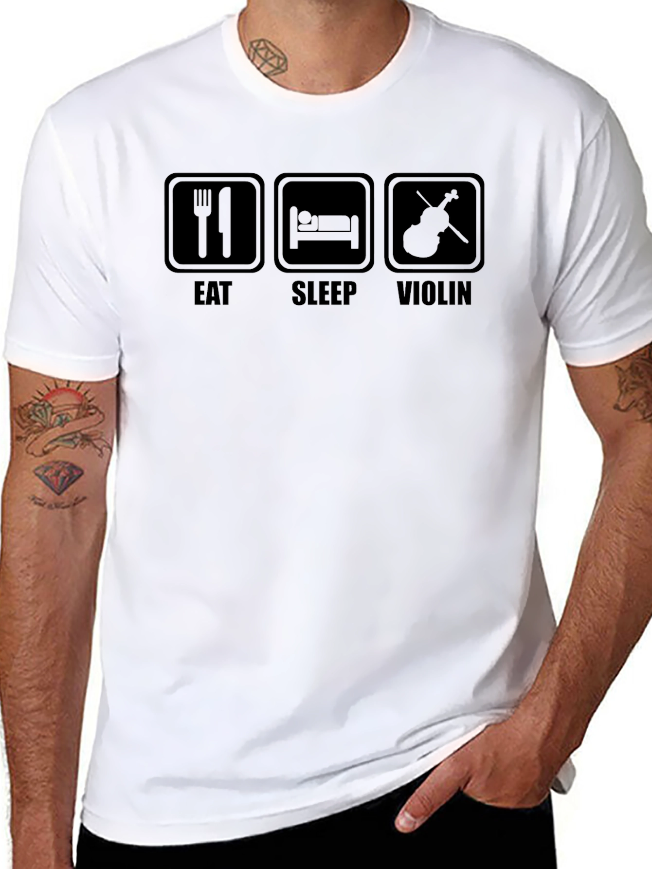 Eat Sleep Violin Black Graphic T-Shirt
