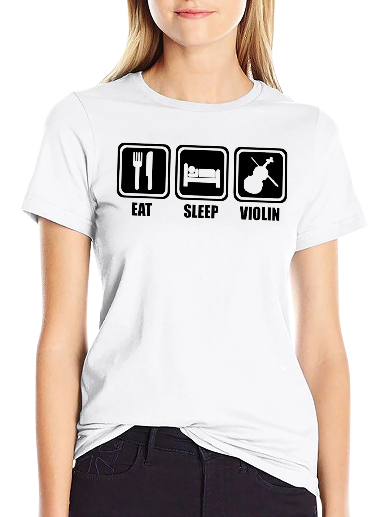 Eat Sleep Violin Black Graphic T-Shirt