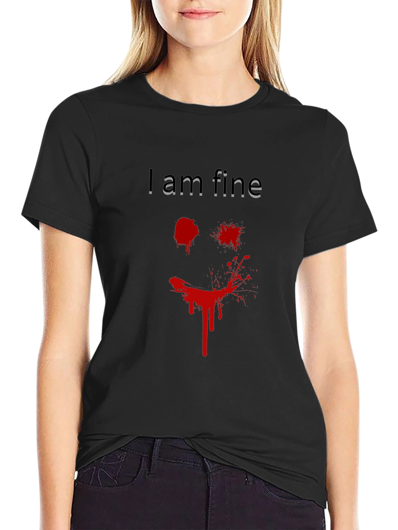 I Am Fine Graphic Tee - Mens Black T-Shirt